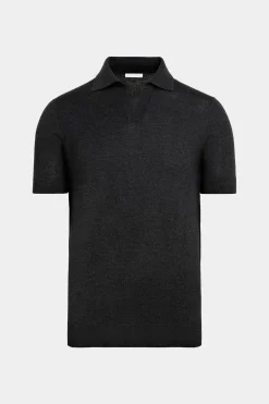 SUITSUPPLY Poloshirt Dunkelgrau Knopffrei-Männlich Poloshirts