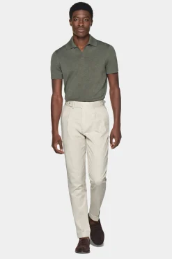 SUITSUPPLY Poloshirt Dunkelgrün Knopffrei-Männlich Poloshirts