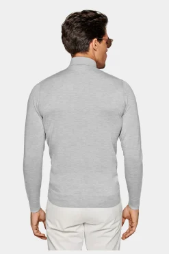 SUITSUPPLY Poloshirt Grau Langarm-Männlich Poloshirts