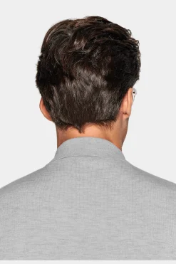 SUITSUPPLY Poloshirt Grau Langarm-Männlich Poloshirts