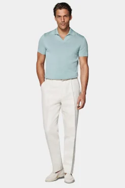 SUITSUPPLY Poloshirt Hellblau Knopffrei-Männlich Poloshirts