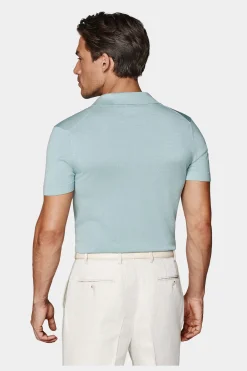SUITSUPPLY Poloshirt Hellblau Knopffrei-Männlich Poloshirts