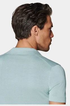 SUITSUPPLY Poloshirt Hellblau Knopffrei-Männlich Poloshirts