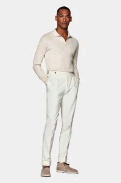 SUITSUPPLY Poloshirt Hellbraun Langarm Knopffrei-Männlich Poloshirts