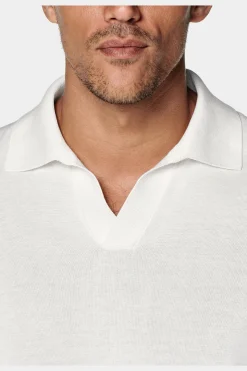 SUITSUPPLY Poloshirt Knopffrei Off-White-Männlich Poloshirts