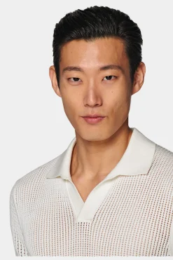 SUITSUPPLY Poloshirt Knopffrei Off-White-Männlich Poloshirts