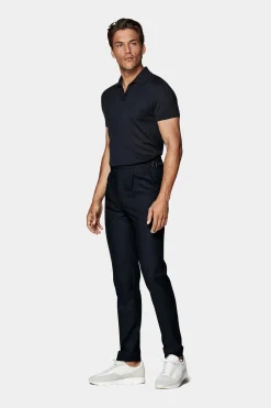 SUITSUPPLY Poloshirt Navy Knopffrei-Männlich Poloshirts