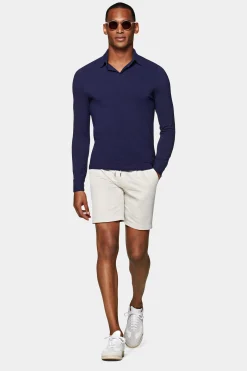 SUITSUPPLY Poloshirt Navy Langarm-Männlich Poloshirts