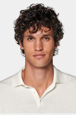 SUITSUPPLY Poloshirt Off-White Langarm-Männlich Poloshirts