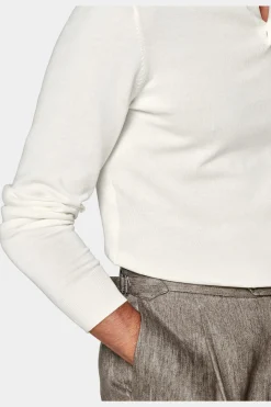 SUITSUPPLY Poloshirt Off-White Langarm-Männlich Poloshirts