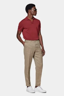SUITSUPPLY Poloshirt Rot Knopffrei-Männlich Poloshirts