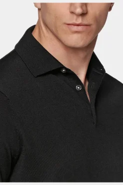 SUITSUPPLY Poloshirt Schwarz Langarm-Männlich Poloshirts