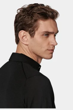 SUITSUPPLY Poloshirt Schwarz Langarm-Männlich Poloshirts