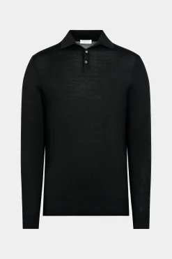 SUITSUPPLY Poloshirt Schwarz Langarm-Männlich Poloshirts