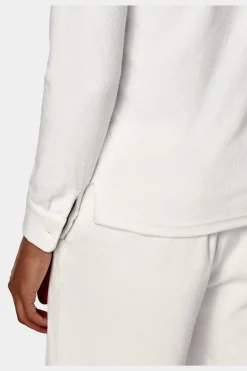 SUITSUPPLY Poloshirt Weiß Frottee Langarm-Männlich Poloshirts