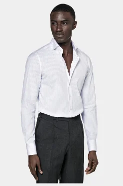 SUITSUPPLY Popeline Hemd Violett Gestreift Extra Slim Fit-Männlich Klassische Hemden