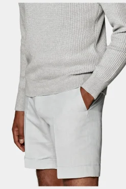 SUITSUPPLY Pullover Hellgrau Rundhals Rippstrick-Männlich Rundhals