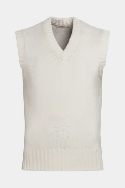 SUITSUPPLY Pullunder Off-White-Männlich V-Ausschnitt