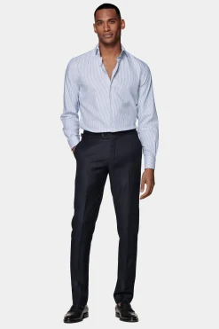 SUITSUPPLY Royal Oxford Hemd Navy Gestreift Slim Fit-Männlich Klassische Hemden