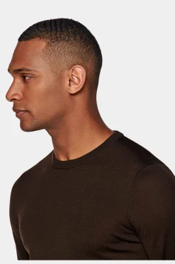 SUITSUPPLY Rundhals Dunkelbraun-Männlich Rundhals