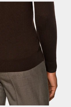 SUITSUPPLY Rundhals Dunkelbraun-Männlich Rundhals