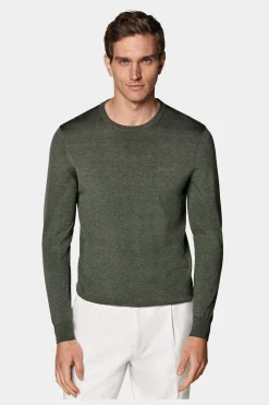 SUITSUPPLY Rundhals Dunkelgrün-Männlich Rundhals