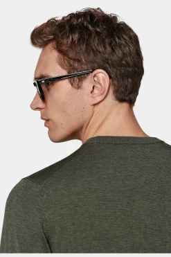 SUITSUPPLY Rundhals Dunkelgrün-Männlich Rundhals
