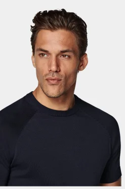 SUITSUPPLY Rundhals Kurzarm Navy-Männlich Rundhals