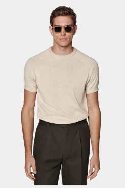 SUITSUPPLY Rundhals Sandfarben Mit Kurzarm-Männlich Rundhals