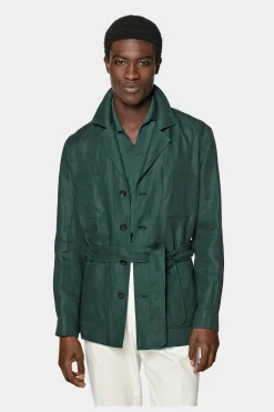 SUITSUPPLY Safari Sakko Mittelgrün Gürtel-Männlich Casual Jacken