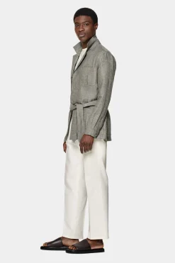SUITSUPPLY Safari Sakko Mittelgrün Gürtel-Männlich Hemd-Sakkos