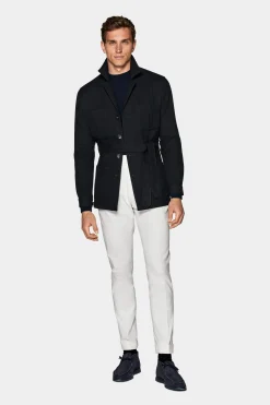 SUITSUPPLY Safari Sakko Navy Gürtel-Männlich Hemd-Sakkos