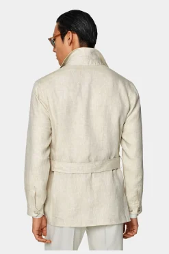 SUITSUPPLY Safari Sakko Sand Gürtel-Männlich Hemd-Sakkos