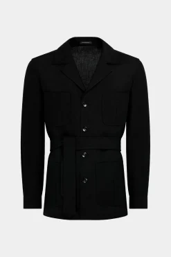 SUITSUPPLY Safari Sakko Schwarz Gürtel-Männlich Hemd-Sakkos