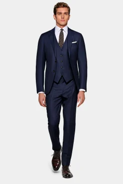 SUITSUPPLY Sienna Anzug Blau Mit Birdseye-Muster-Männlich Business Anzüge