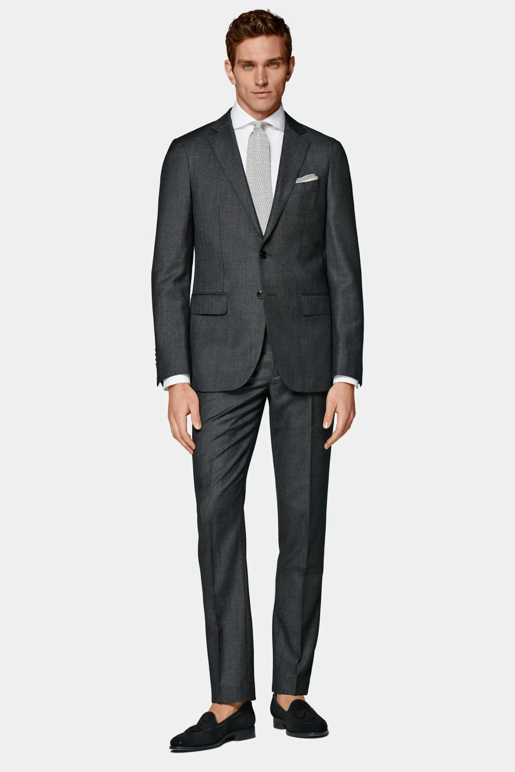 SUITSUPPLY Sienna Anzug Dunkelgrau Mit Birdseye-Muster-Männlich Business Anzüge