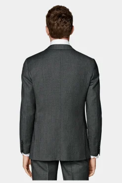 SUITSUPPLY Sienna Anzugsakko Dunkelgrau Birdseye-Muster-Männlich Anzugsakkos