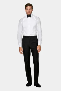 SUITSUPPLY Smokinghemd Weiss Plissiert Slim Fit-Männlich Klassische Hemden