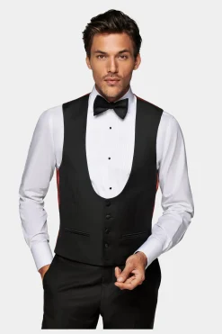 SUITSUPPLY Smokingweste Schwarz-Männlich Smokingwesten