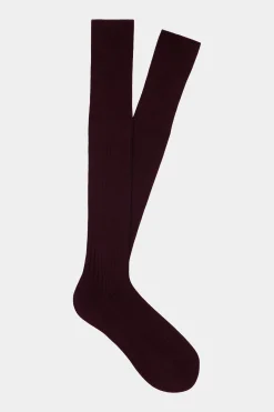 SUITSUPPLY Socken Dunkelrot Gerippt Knielang-Männlich Socken