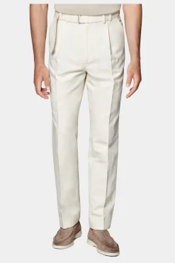 SUITSUPPLY Sortino Hose Off-White Gürtel-Männlich Entspannte Styles