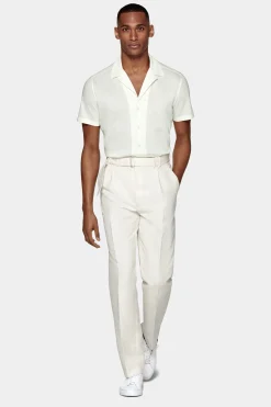 SUITSUPPLY Strick-Hemd Off-White Campkragen Slim Fit-Männlich Der Finder Für Das Perfekte Weiße Hemd