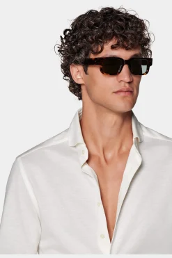 SUITSUPPLY Strick-Hemd Off-White Extra Slim Fit-Männlich Casual Hemden