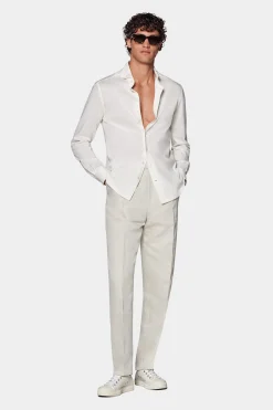 SUITSUPPLY Strick-Hemd Off-White Extra Slim Fit-Männlich Casual Hemden