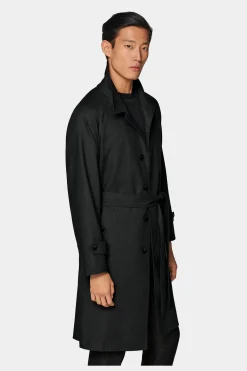 SUITSUPPLY Trenchcoat Dunkelgrau Gürtel-Männlich Regenmäntel