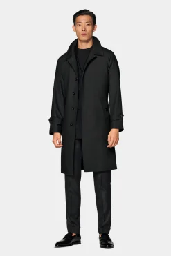 SUITSUPPLY Trenchcoat Dunkelgrau Gürtel-Männlich Regenmäntel