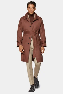 SUITSUPPLY Trenchcoat Dunkelorange Gürtel-Männlich Regenmäntel