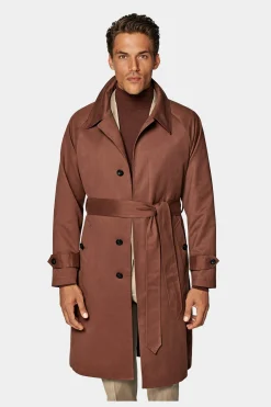 SUITSUPPLY Trenchcoat Dunkelorange Gürtel-Männlich Regenmäntel