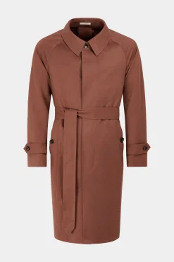 SUITSUPPLY Trenchcoat Dunkelorange Gürtel-Männlich Regenmäntel