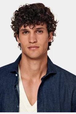 SUITSUPPLY Twill Hemd Blau Slim Fit-Männlich Casual Hemden